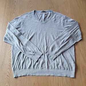 Raffi Men's Size 2XL Gray V-Neck Long Sleeve Pullover Sweater Cashmere Blend